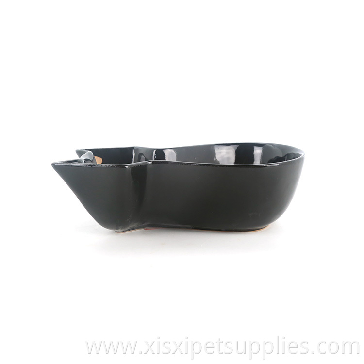 Cat Shaped Pet Feeding Bowl Three Sizes Black Ceramic Pet Bowl